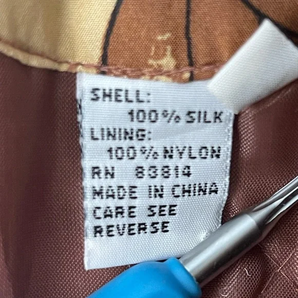 Vintage 90's FUDA International Floral Boho Abstract Silk Bomber Jacket Unisex L - Picture 5 of 12